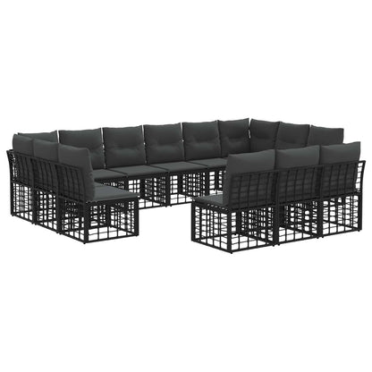Outdoor-Sofagarnitur Schwarz und Dunkelgrau Polyester