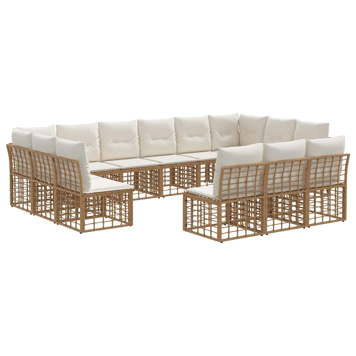 Outdoor-Sofagarnitur 13-Sitzer Natur und Cremeweiß Polyester