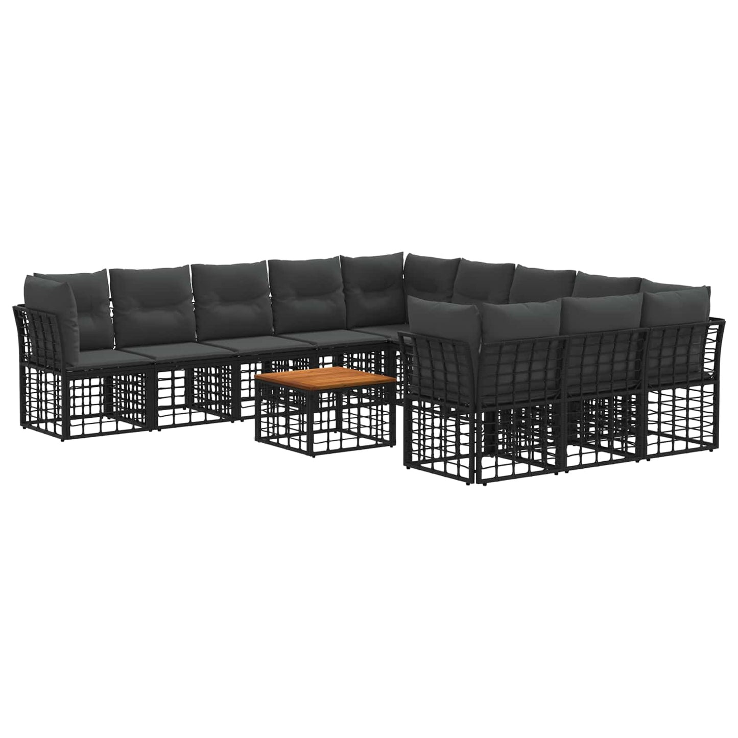 Outdoor-Sofagarnitur 12 stk. Schwarz und Dunkelgrau Polyester