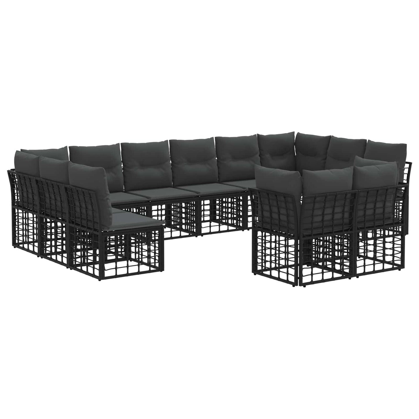 Outdoor-Sofagarnitur Schwarz und Dunkelgrau Polyester