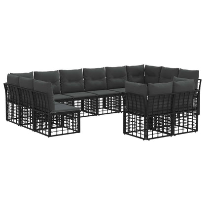 Outdoor-Sofagarnitur Schwarz und Dunkelgrau Polyester