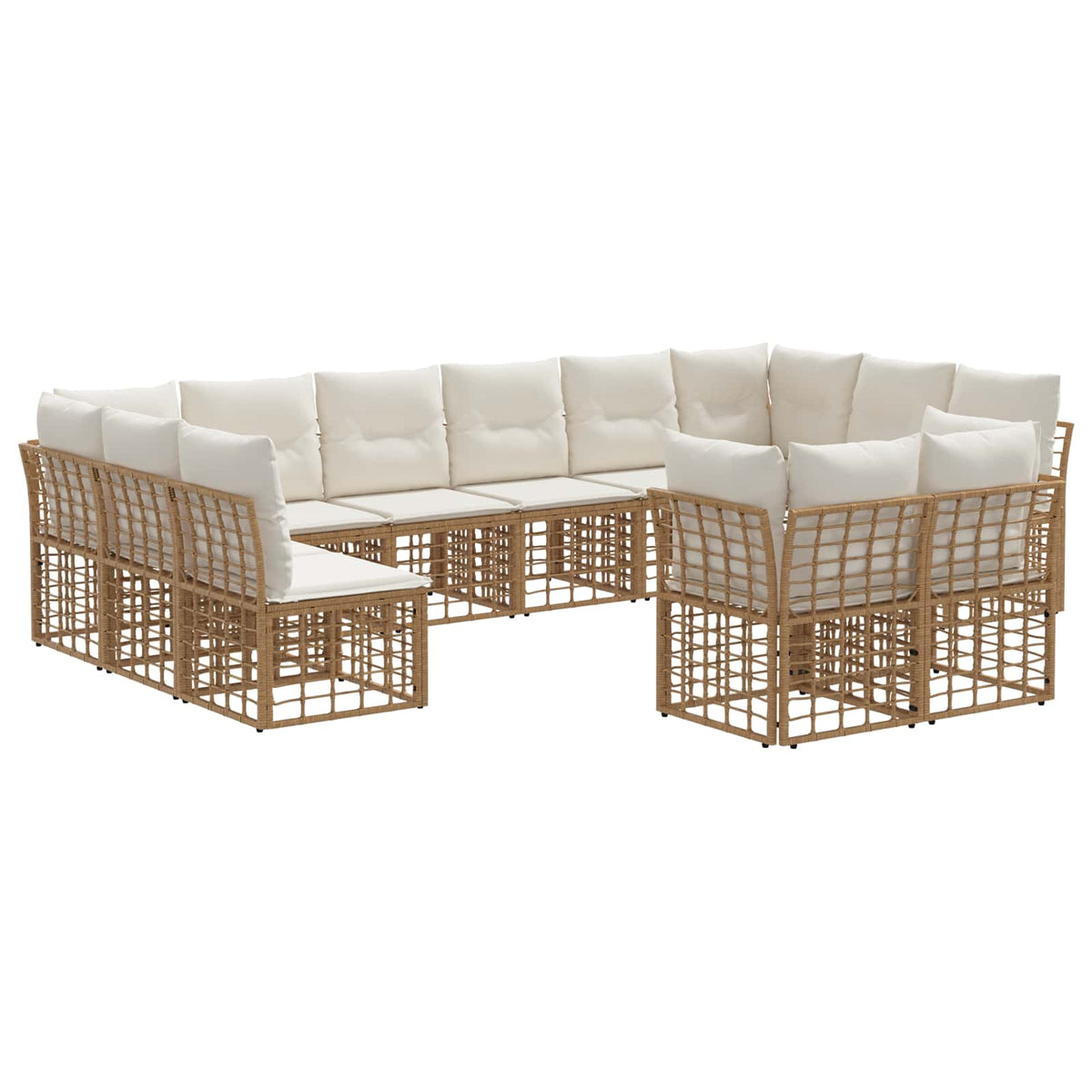 Outdoor-Sofagarnitur 12-Sitzer Natur und Cremeweiß Polyester