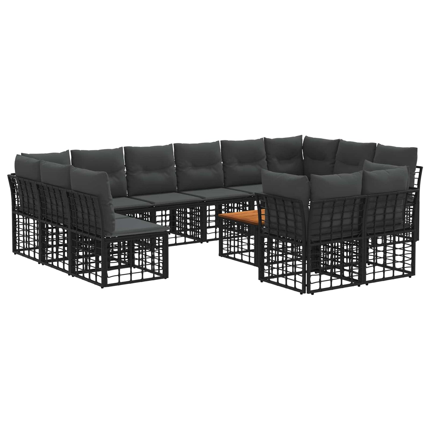 Outdoor-Sofagarnitur 13 pcs Schwarz und Dunkelgrau Polyester
