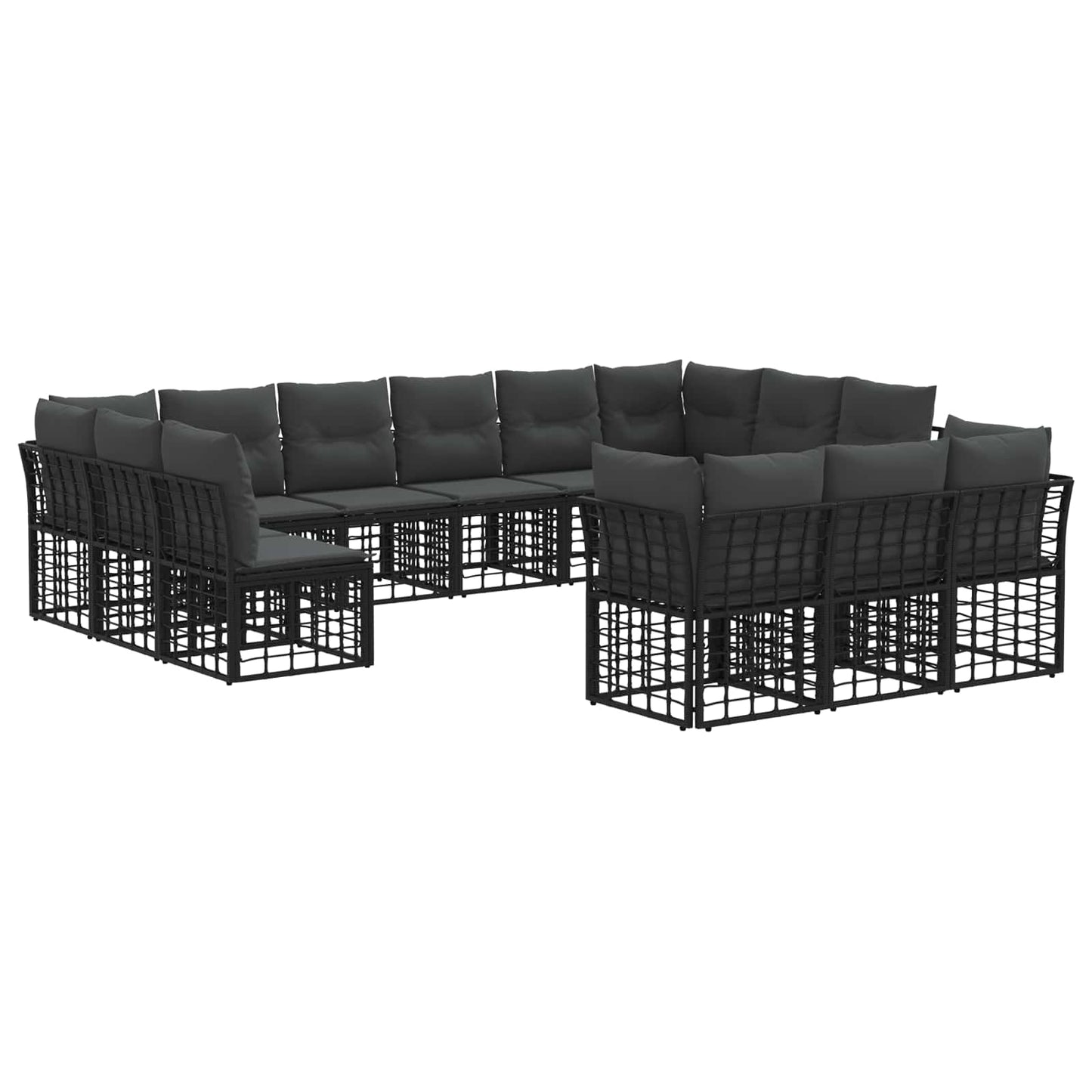 Outdoor-Sofagarnitur Schwarz und Dunkelgrau Polyester