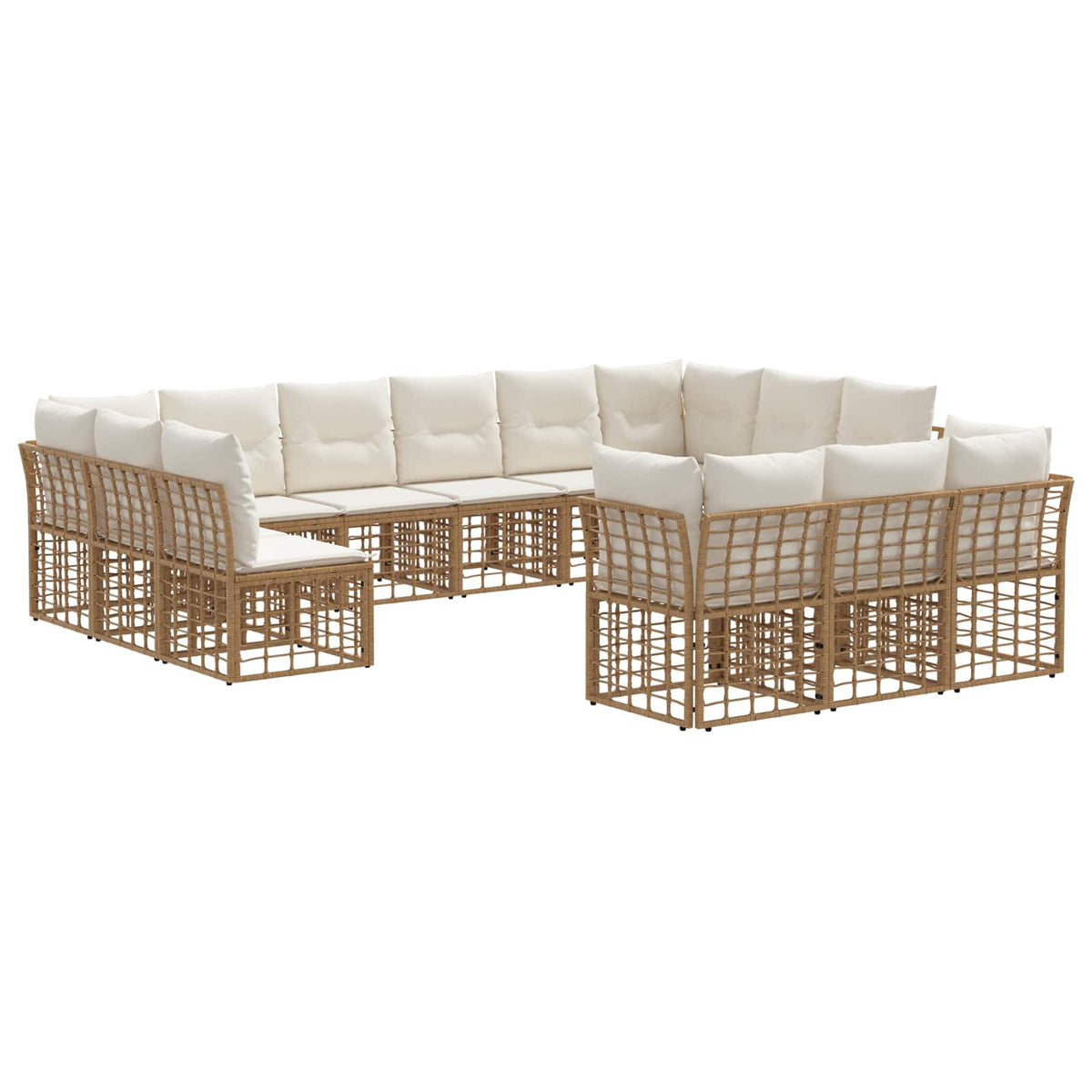 Outdoor-Sofagarnitur 13-Sitzer Natur und Cremeweiß Polyester