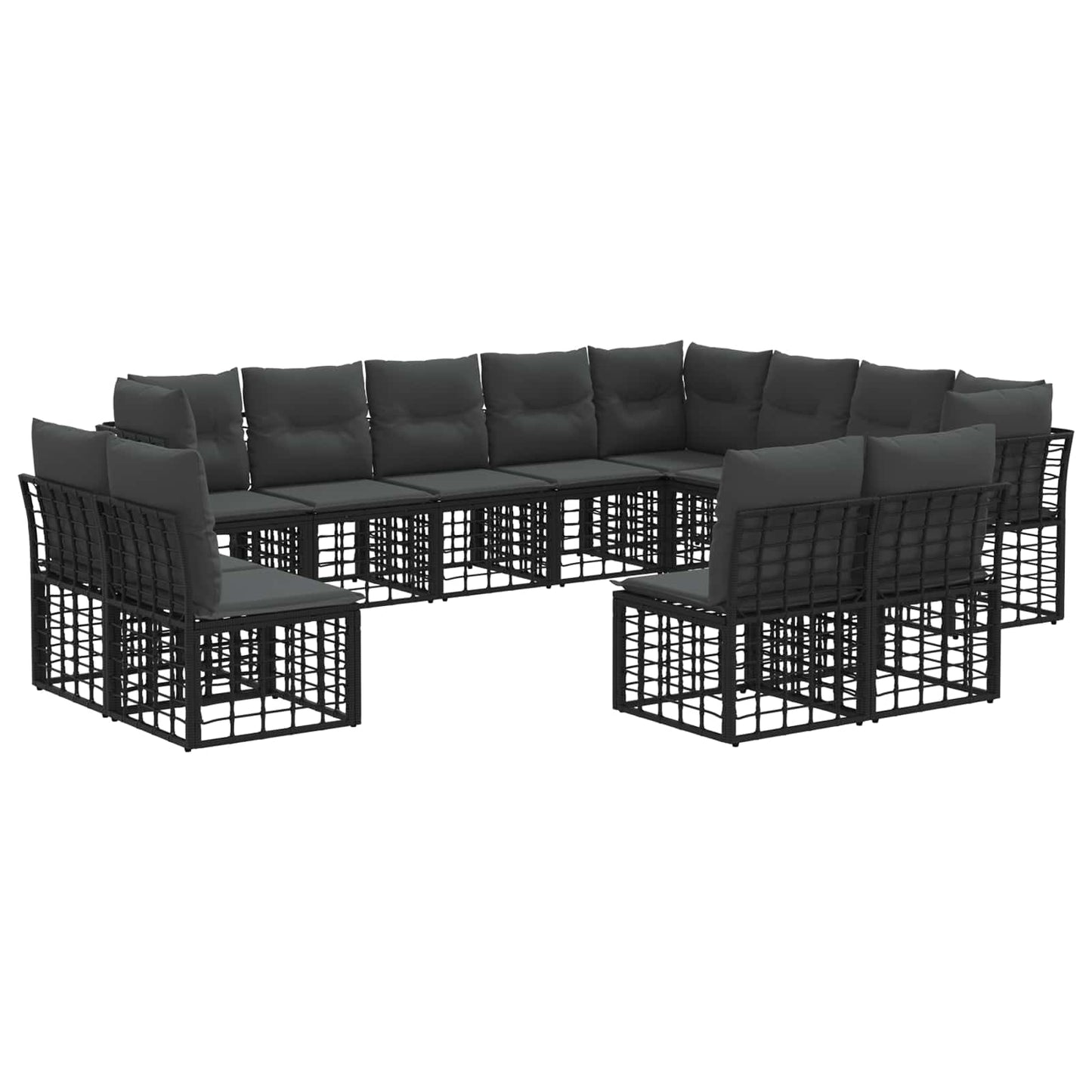 Outdoor-Sofagarnitur Schwarz und Dunkelgrau Polyester