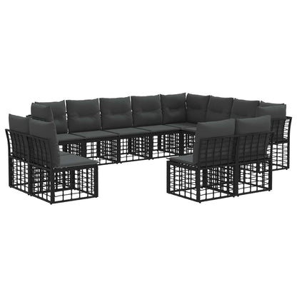 Outdoor-Sofagarnitur Schwarz und Dunkelgrau Polyester