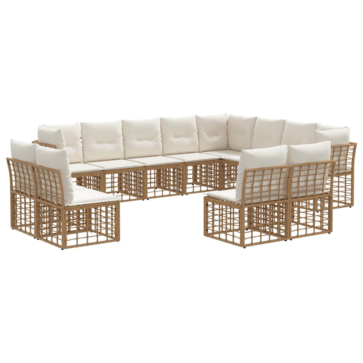 Outdoor-Sofagarnitur 12-Sitzer Natur und Cremeweiß Polyester