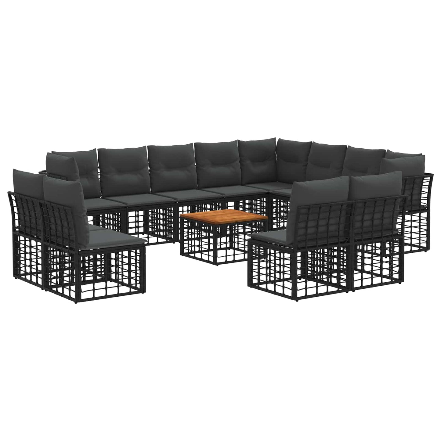 Outdoor-Sofagarnitur 13 pcs Schwarz und Dunkelgrau Polyester