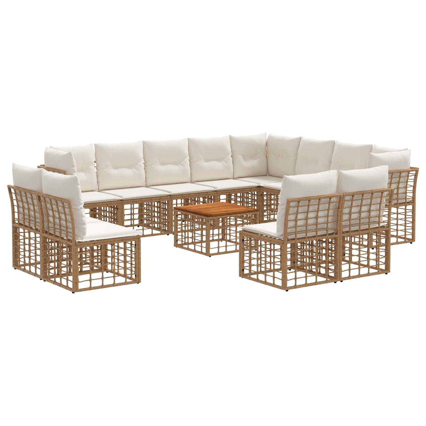Outdoor-Sofagarnitur 13 pcs Natürlich und Cremweiß Polyester
