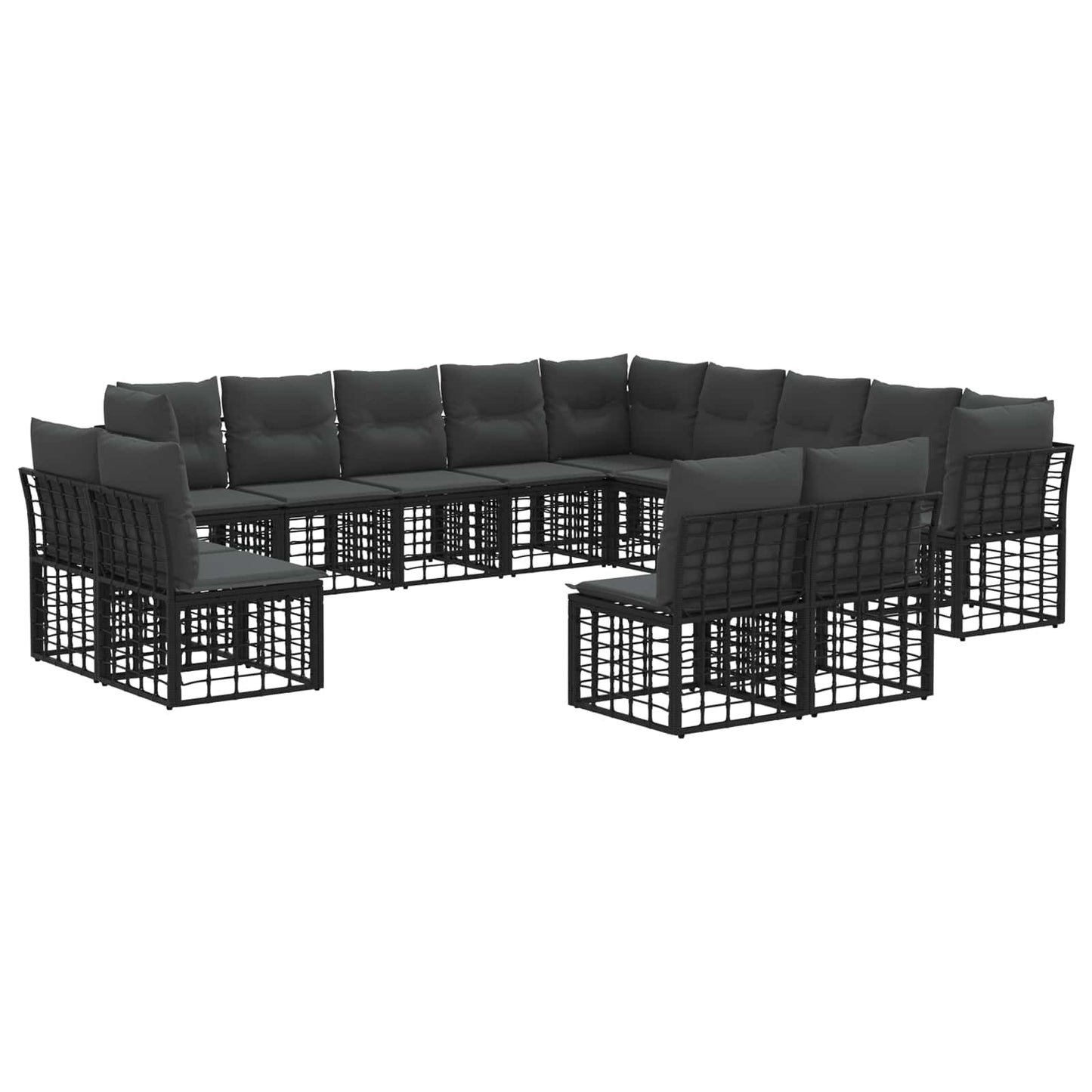 Outdoor-Sofagarnitur Schwarz und Dunkelgrau Polyester