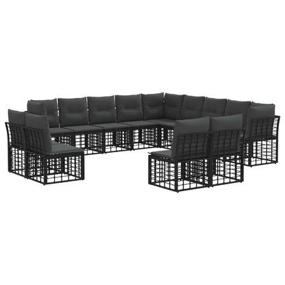 Outdoor-Sofagarnitur Schwarz und Dunkelgrau Polyester