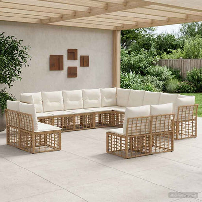 Outdoor-Sofagarnitur 13-Sitzer Natur und Cremeweiß Polyester