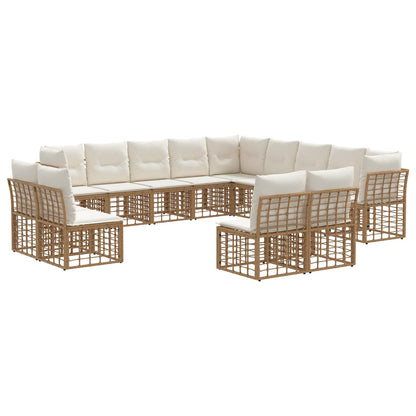 Outdoor-Sofagarnitur 13-Sitzer Natur und Cremeweiß Polyester