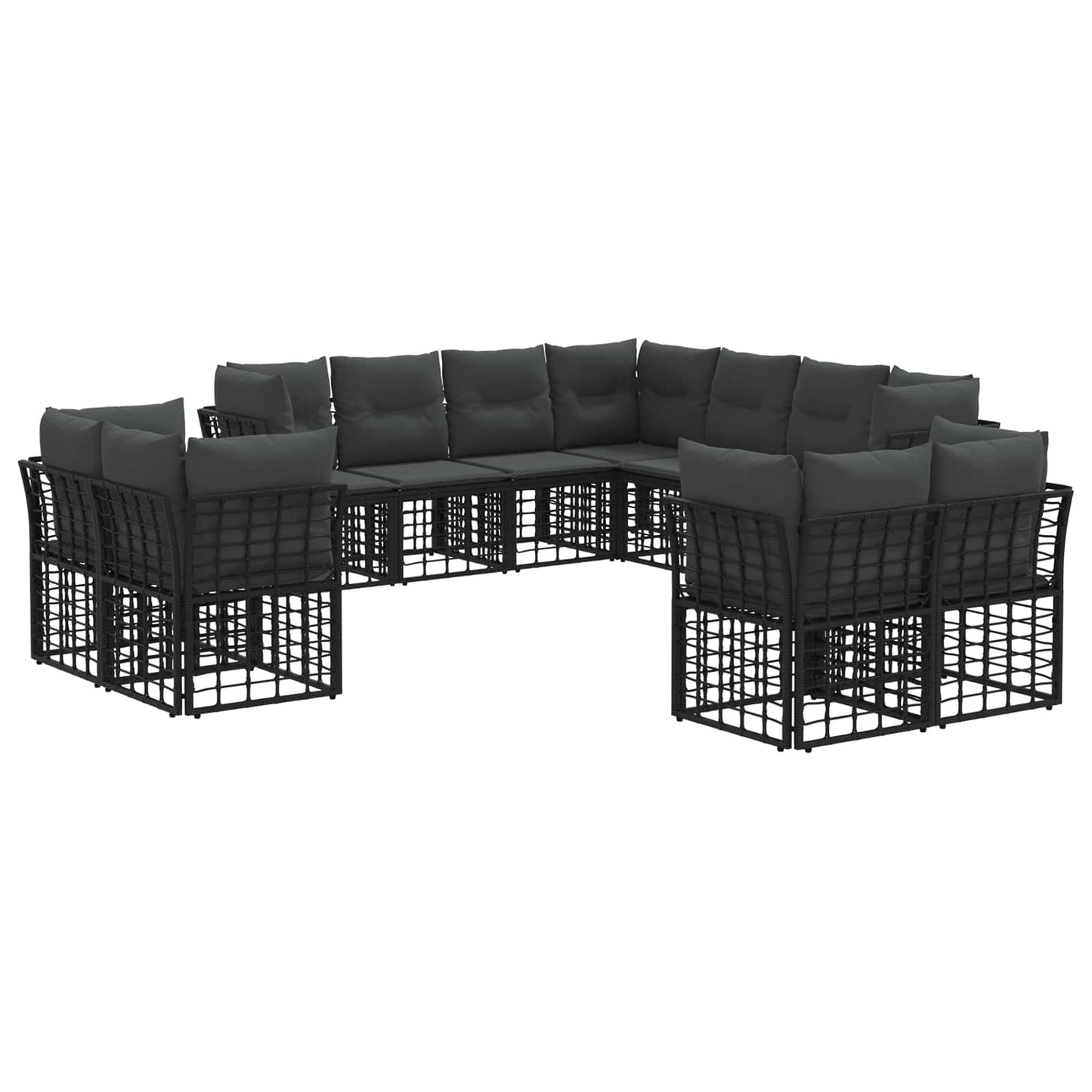 Outdoor-Sofagarnitur Schwarz und Dunkelgrau Polyester