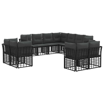 Outdoor-Sofagarnitur Schwarz und Dunkelgrau Polyester