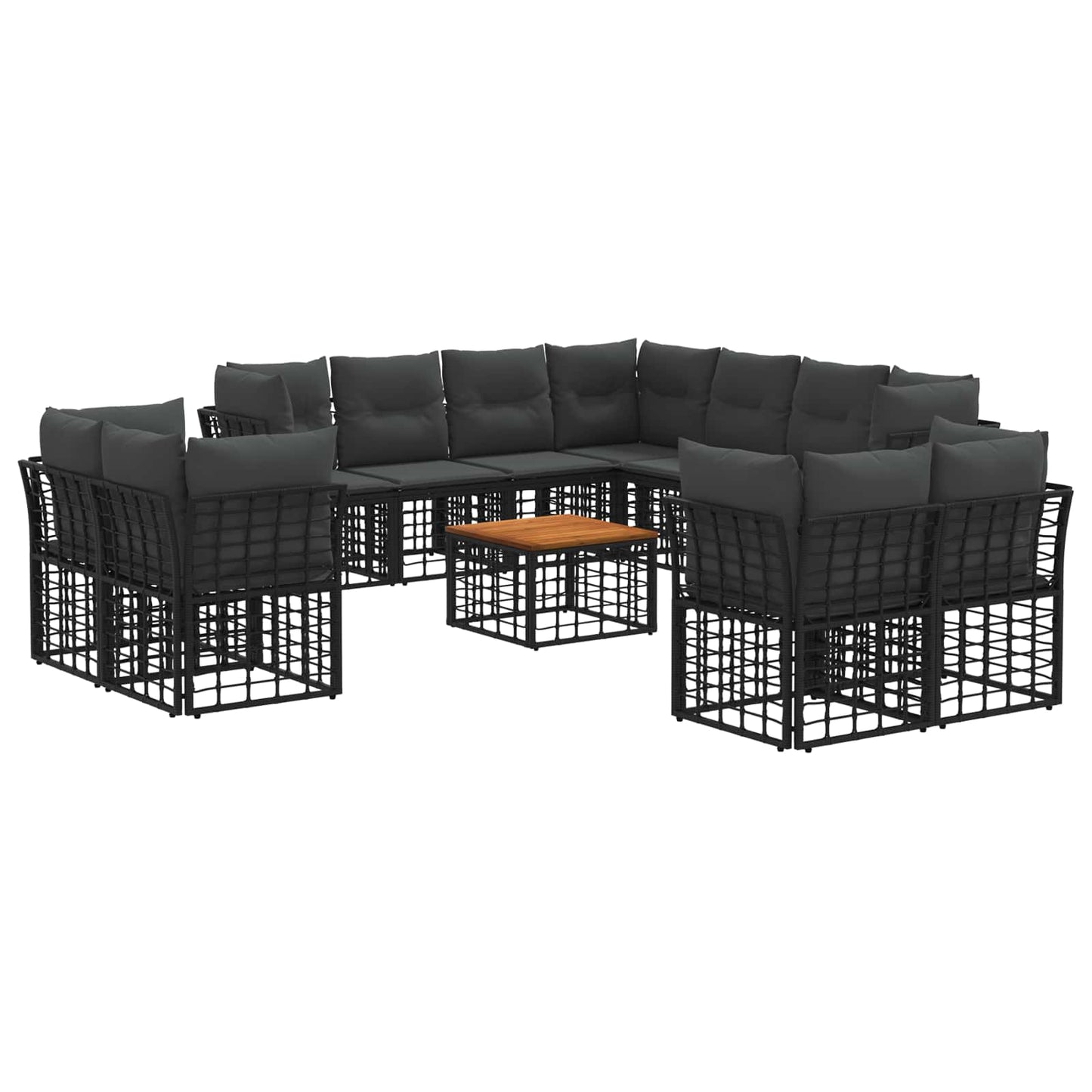 Outdoor-Sofagarnitur 12 pcs Schwarz und Dunkelgrau Polyester