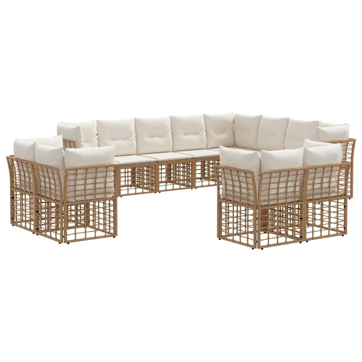 Outdoor-Sofagarnitur 12-Sitzer Natur und Cremeweiß Polyester
