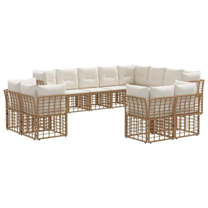 Outdoor-Sofagarnitur 12-Sitzer Natur und Cremeweiß Polyester