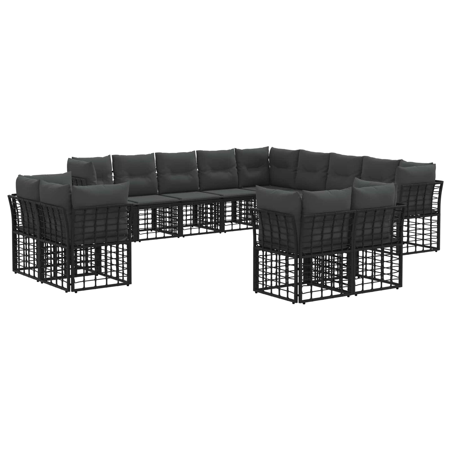 Outdoor-Sofagarnitur Schwarz und Dunkelgrau Polyester