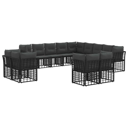 Outdoor-Sofagarnitur Schwarz und Dunkelgrau Polyester