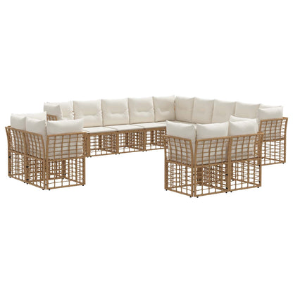 Outdoor-Sofagarnitur 13-Sitzer Natur und Cremeweiß Polyester