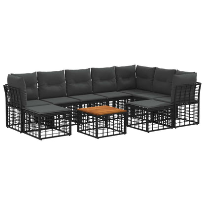 Outdoor-Sofagarnitur 10 stk. Schwarz und Dunkelgrau Polyester