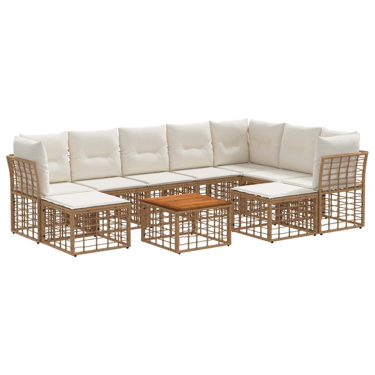 Outdoor-Sofagarnitur 10 stk. 9-Sitzer Natur und Cremeweiß