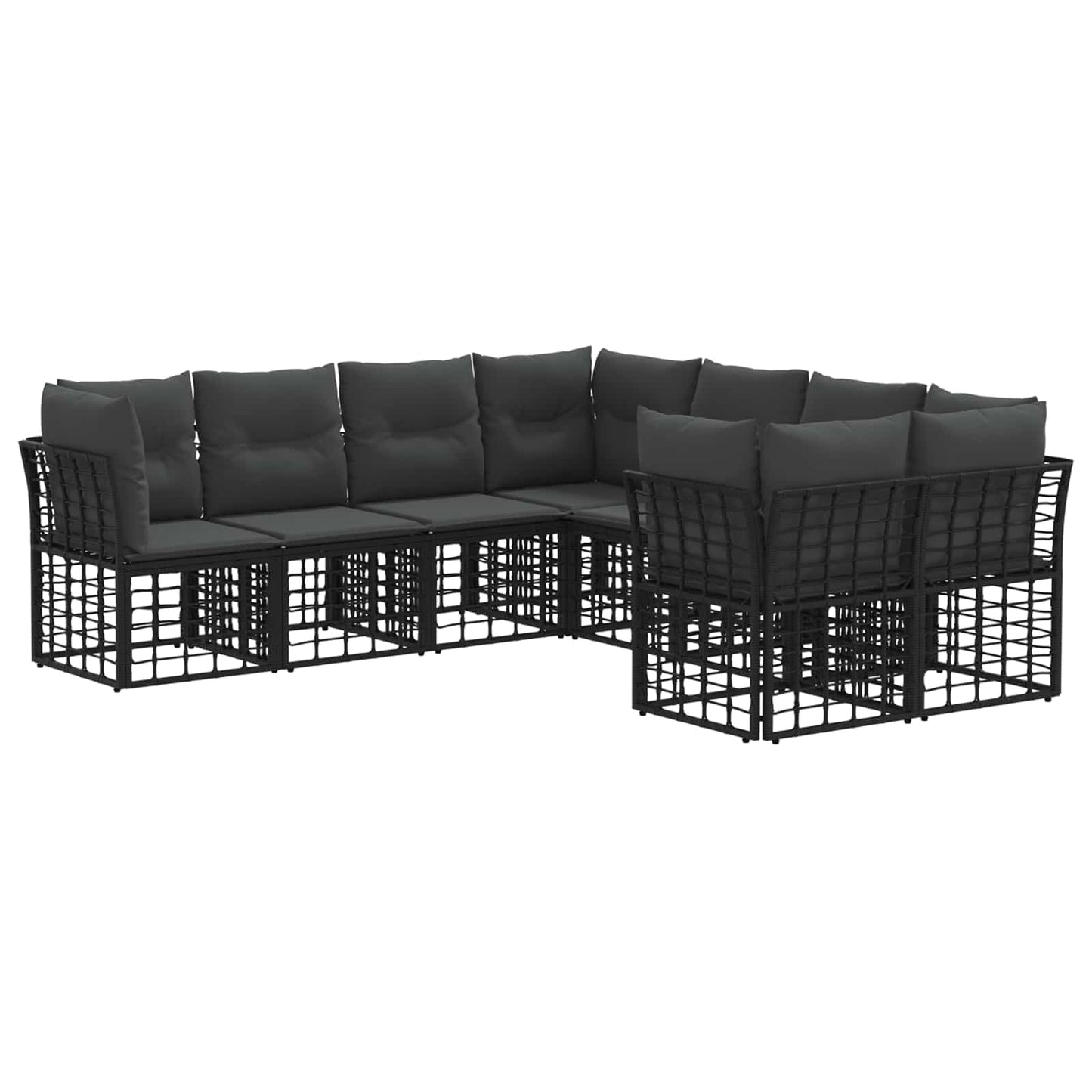 Outdoor-Sofagarnitur 8 pcs Schwarz und Dunkelgrau Polyester