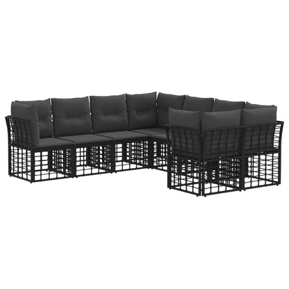 Outdoor-Sofagarnitur 8 stk. Schwarz und Dunkelgrau Polyester