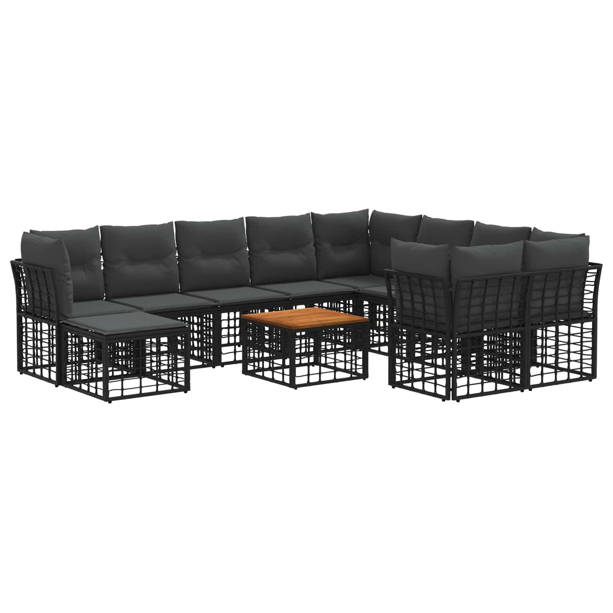 Outdoor-Sofagarnitur 11 stk. Schwarz und Dunkelgrau Poly-Rattan
