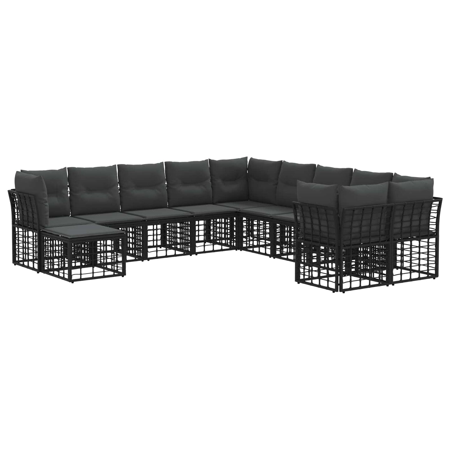 Outdoor-Sofagarnitur 11 pcs Schwarz und Dunkelgrau Polyester