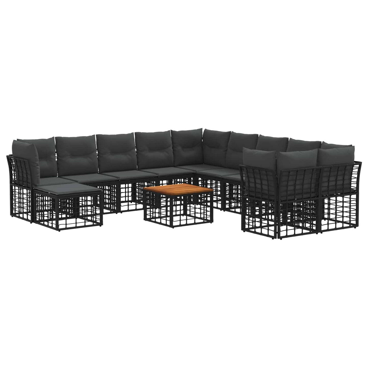 Outdoor-Sofagarnitur 12 pcs Schwarz und Dunkelgrau Polyester