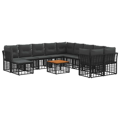 Outdoor-Sofagarnitur 12 stk. Schwarz und Dunkelgrau Polyester