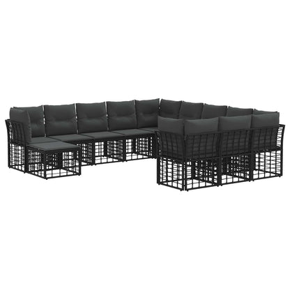 Outdoor-Sofagarnitur 12 stk. Schwarz und Dunkelgrau Polyester