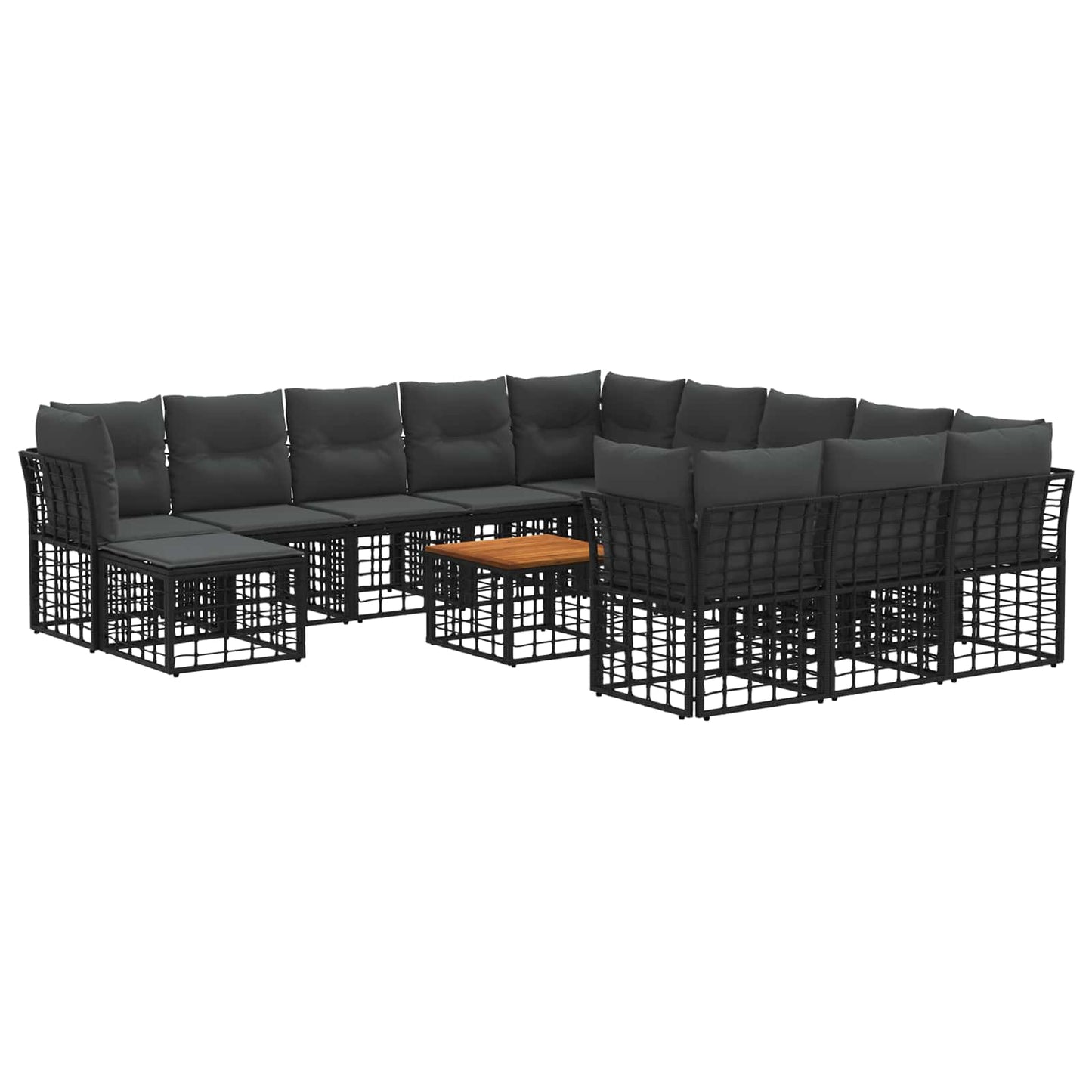 Outdoor-Sofagarnitur 13 stk. Schwarz und Dunkelgrau Polyester