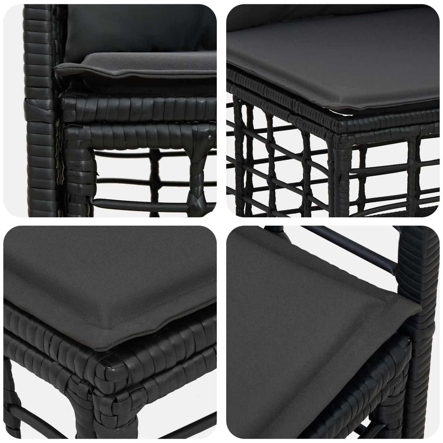 Outdoor-Sofagarnitur 3 stk. Schwarz und Dunkelgrau Polyester