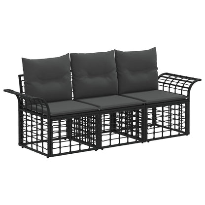 Outdoor-Sofagarnitur 3 stk. Schwarz und Dunkelgrau Polyester