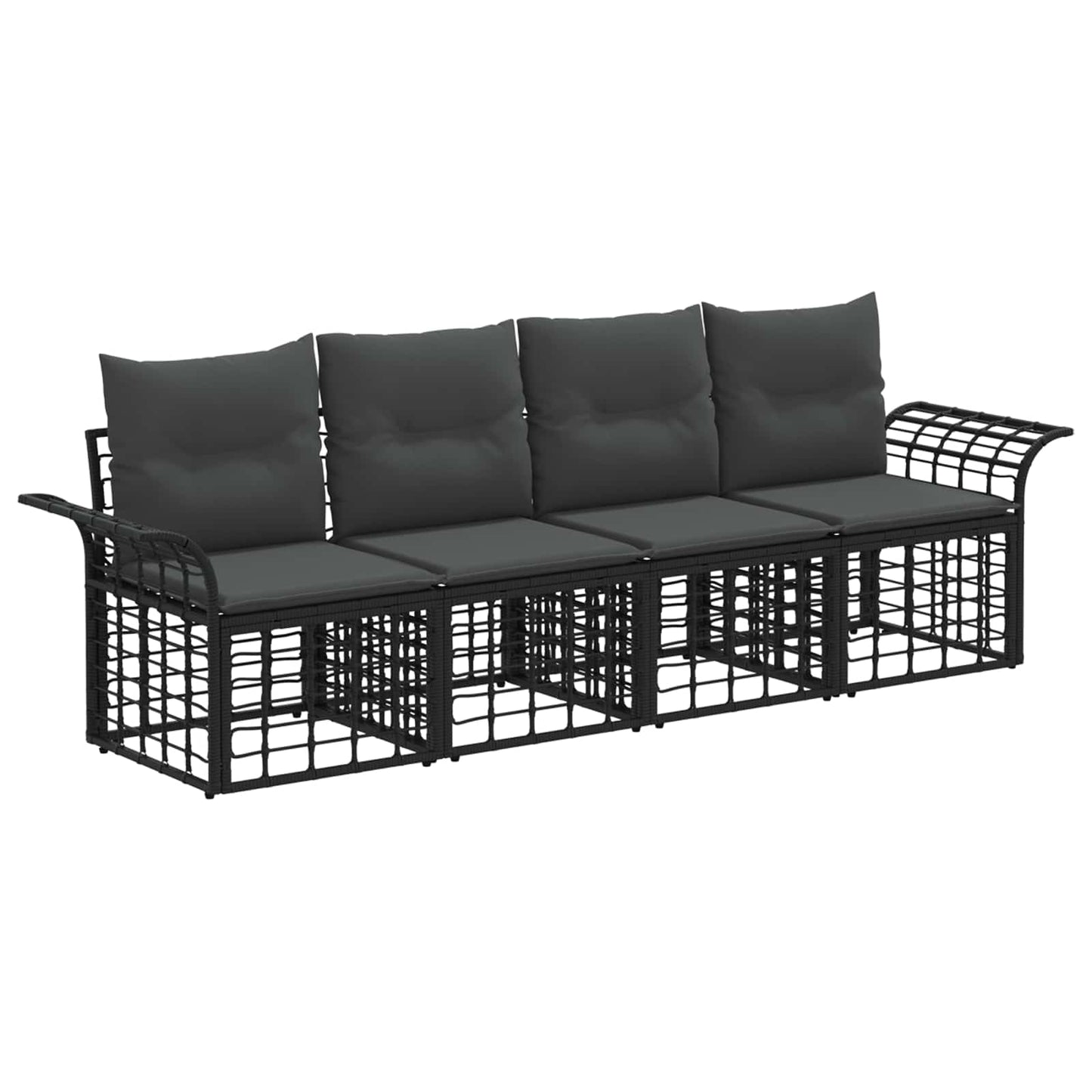 Outdoor-Sofagarnitur 4 stk. Schwarz und Dunkelgrau Polyester