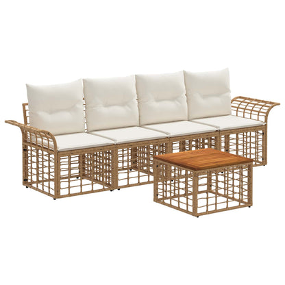 Outdoor-Sofagarnitur 5 stk. 4-Sitzer Natur und Cremeweiß