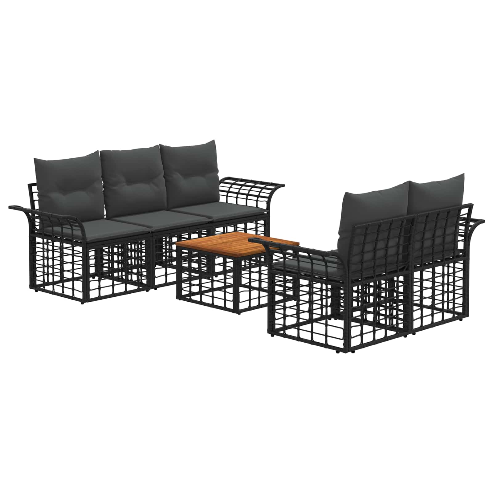 Outdoor-Sofagarnitur 6 stk. Schwarz und Dunkelgrau Poly-Rattan