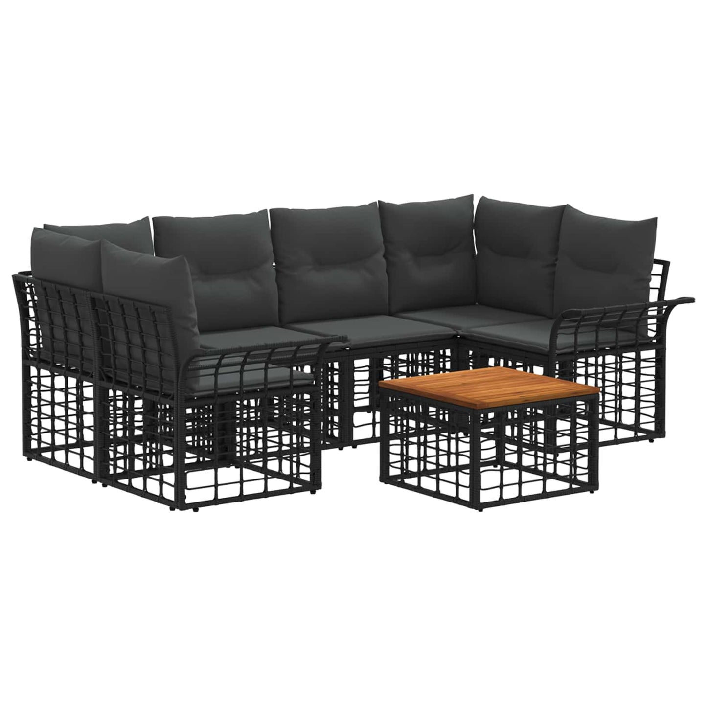 Outdoor-Sofagarnitur 7 stk. Schwarz und Dunkelgrau Poly-Rattan