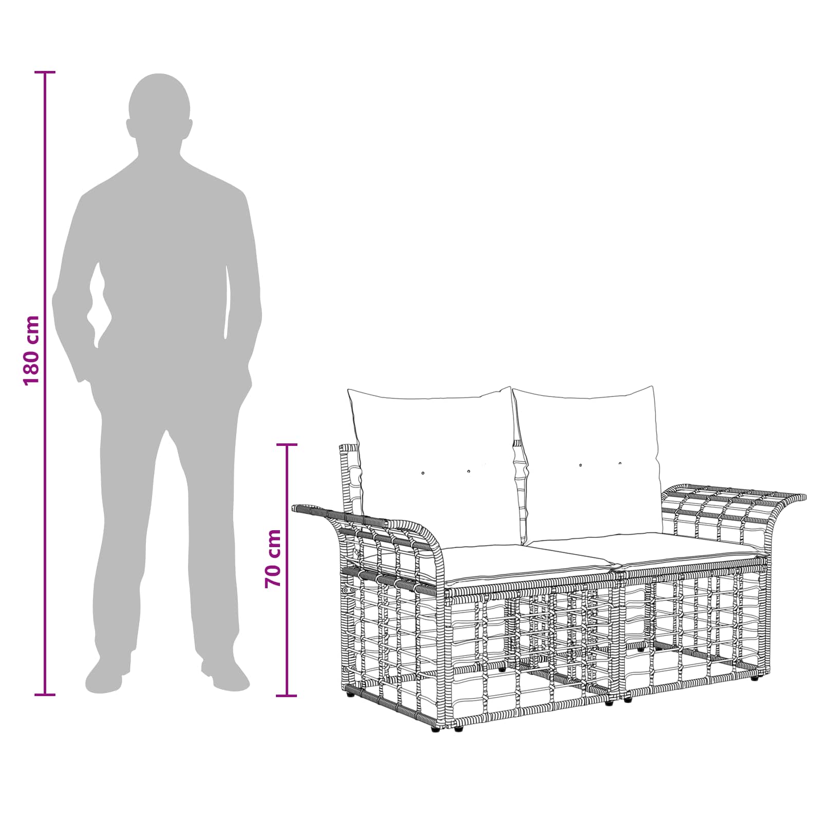 Outdoor-Sofagarnitur 7 stk. Natürlich und Cremweiß Poly-Rattan