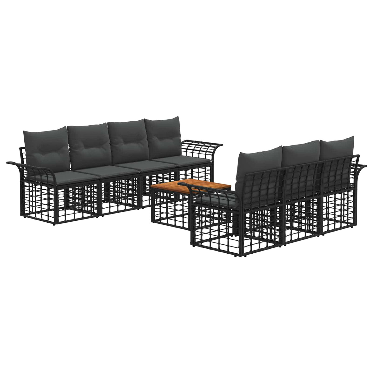 Outdoor-Sofagarnitur 8 stk. Schwarz und Dunkelgrau Poly-Rattan