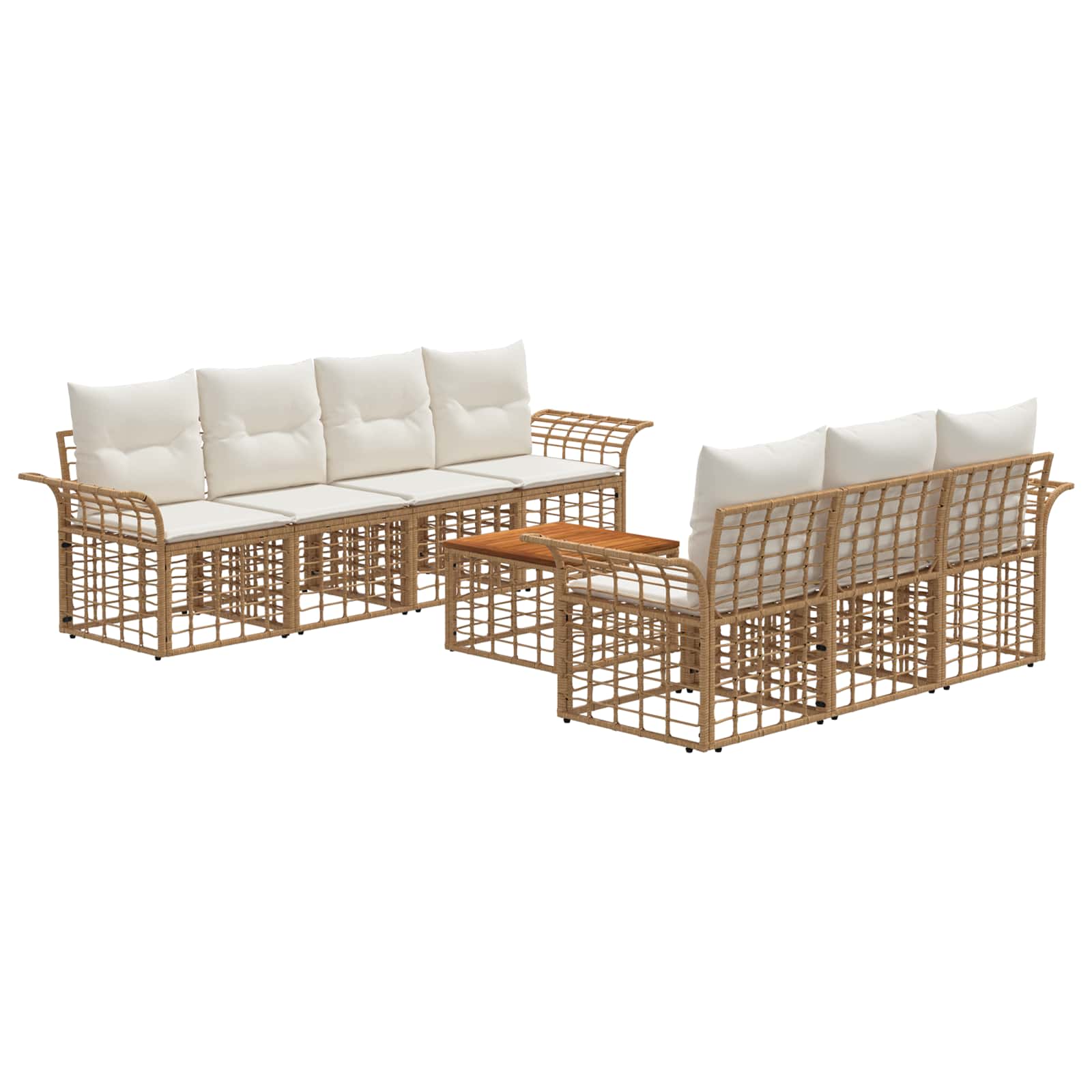 Outdoor-Sofagarnitur 8 stk. Natürlich und Cremweiß Poly-Rattan