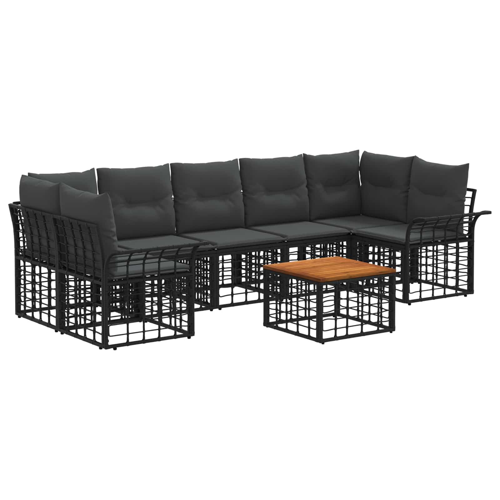 Outdoor-Sofagarnitur 8 stk. Schwarz und Dunkelgrau Poly-Rattan