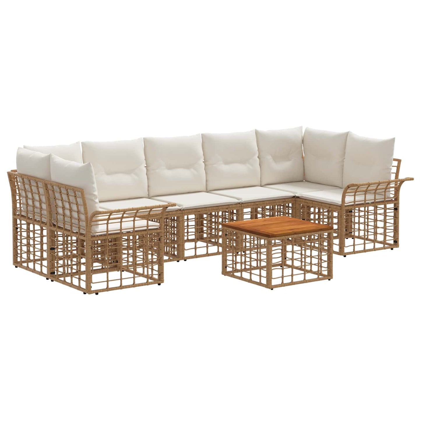Outdoor-Sofagarnitur 8 stk. Natürlich und Cremweiß Poly-Rattan