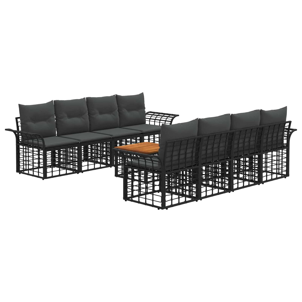Outdoor-Sofagarnitur 9 stk. Schwarz und Dunkelgrau Poly-Rattan