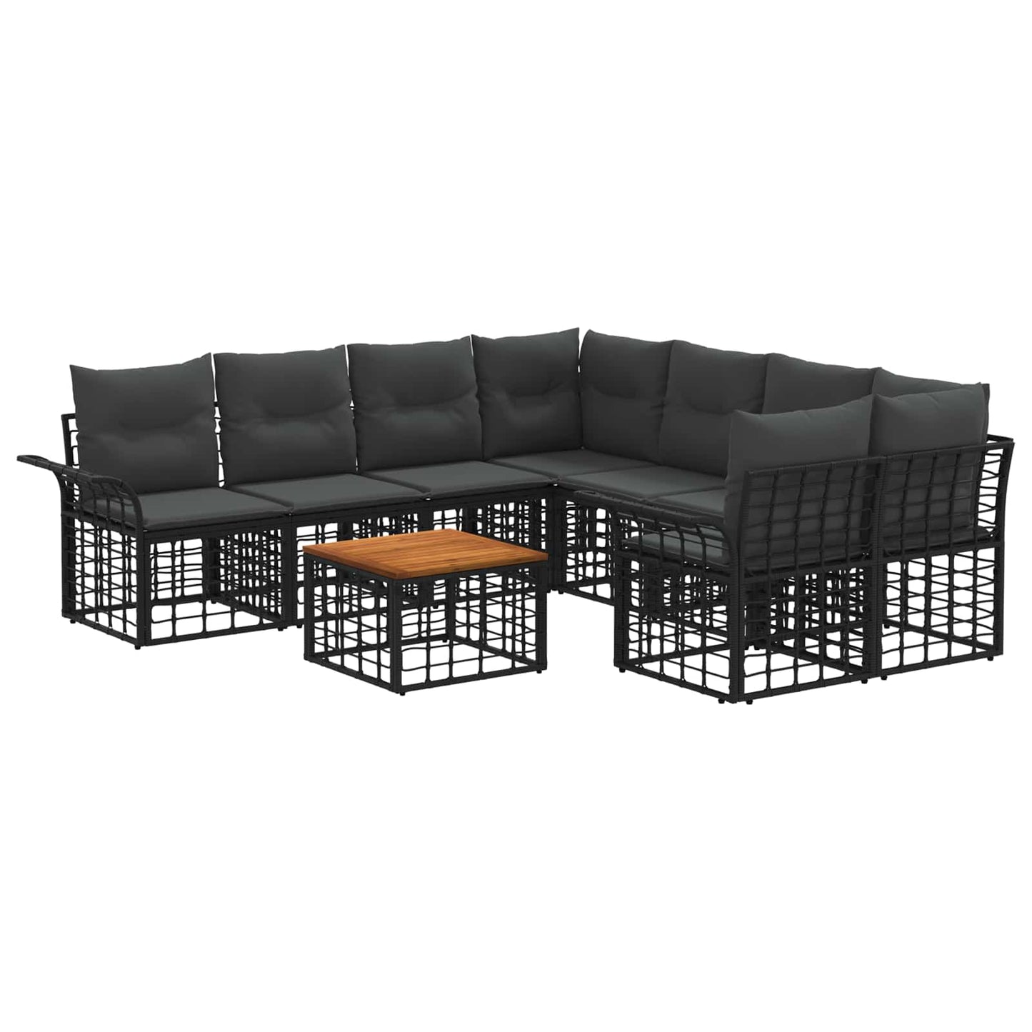 Outdoor-Sofagarnitur 9 stk. Schwarz und Dunkelgrau Poly-Rattan