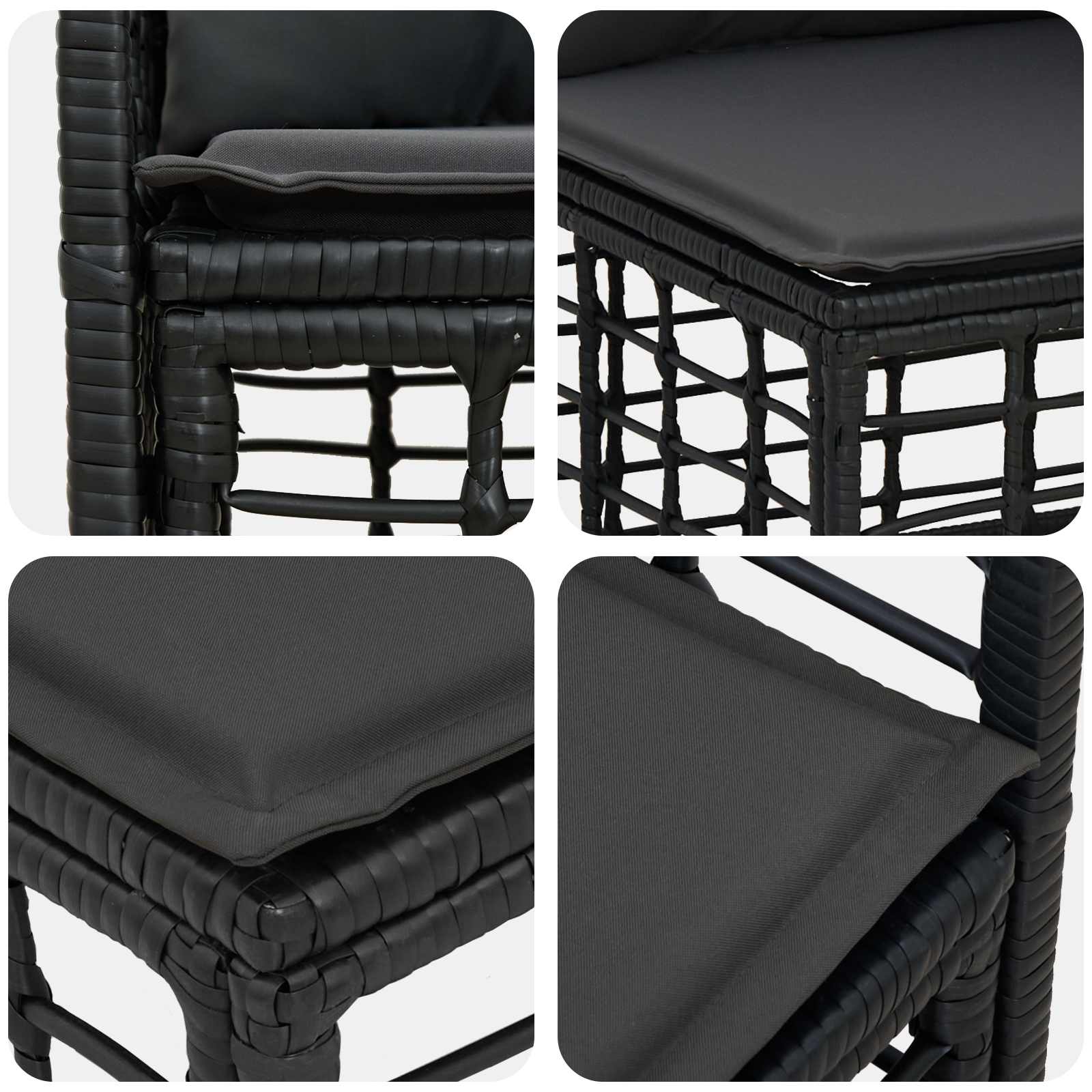 Outdoor-Sofagarnitur 5 stk. Schwarz und Dunkelgrau Polyester